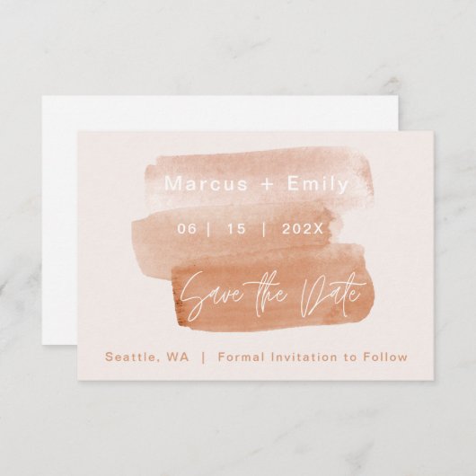 Minimalistisch penseel voor moderne Waterverf Save The Date (Voorkant / Achterkant)