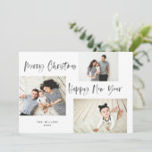 Minimalistisch penseelscript 3 collage foto feestdagenkaart (Staand voorkant)