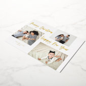 Minimalistisch penseelscript 3 collage foto folie feestdagenkaart (Gedraaid)