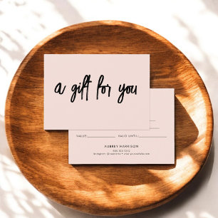 Minimalistisch penseelScript Blush roze cadeaucert Visitekaartje