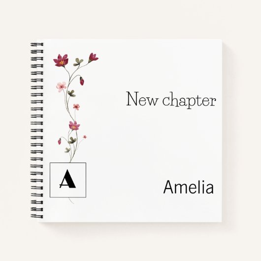 Minimalistisch pensioen monogram waterverf zwart notitieboek (Voorkant)