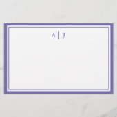 Minimalistisch periwinkle 2-grensmonogram briefpapier (Voorkant)