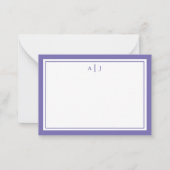 Minimalistisch periwinkle 2-grensmonogram notitiekaartje (Voorkant)