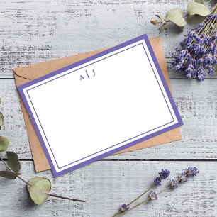 Minimalistisch periwinkle 2-grensmonogram notitiekaartje