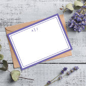 Minimalistisch periwinkle 2-grensmonogram notitiekaartje