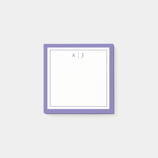 Minimalistisch periwinkle 2-grensmonogram post-it® notes (Voorkant)