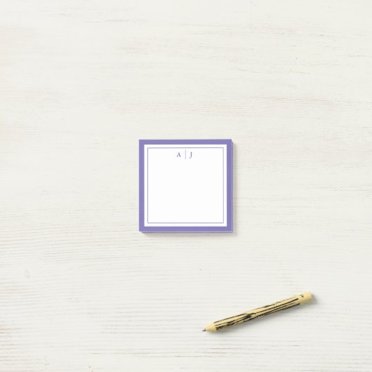 Minimalistisch periwinkle 2-grensmonogram post-it® notes (Op bureau)