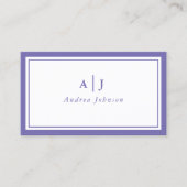 Minimalistisch periwinkle 2-grensmonogram visitekaartje (Voorkant)