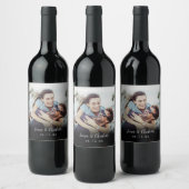 Minimalistisch Persoonlijk Fototekst Naam Datum Wijn Etiket (Flessen)