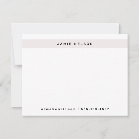 Minimalistisch persoonlijk randbriefpapier Ecru Notitiekaartje (Voorkant)