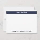 Minimalistisch persoonlijk randbriefpapier Navy Bl Notitiekaartje (Voorkant)