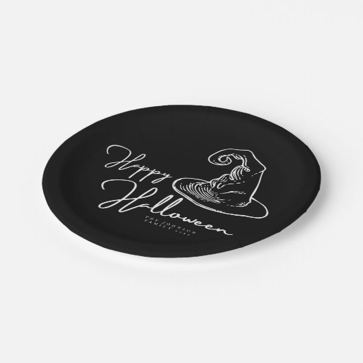 Minimalistisch Pet van zwarte en witte heks Papieren Bordje (Gekanteld)