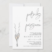 Minimalistisch Petal- en Prosecco-Vrijgezellenfees Kaart (Voorkant)