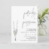 Minimalistisch Petal- en Prosecco-Vrijgezellenfees Kaart (Staand voorkant)