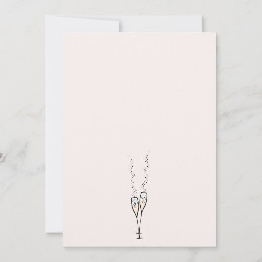 Minimalistisch Petal- en Prosecco-Vrijgezellenfees Kaart (Achterkant)