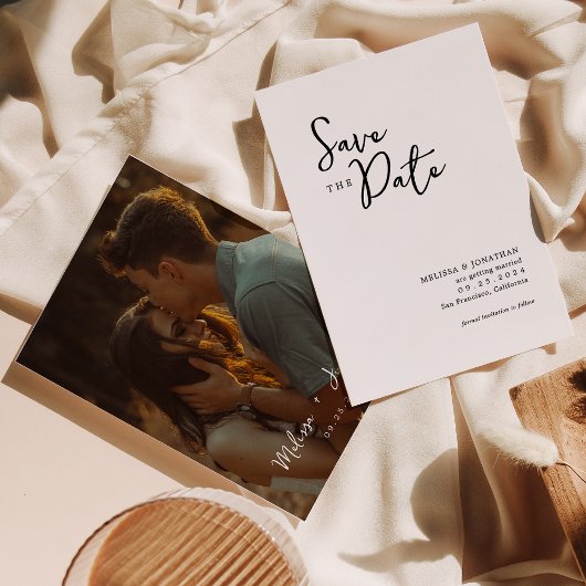 Minimalistisch Photo Script Wedding Save the Date Kaart