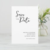 Minimalistisch Photo Script Wedding Save the Date Kaart (Staand voorkant)