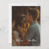 Minimalistisch Photo Script Wedding Save the Date Kaart (Achterkant)