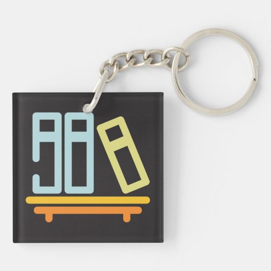 Minimalistisch pictogram voor boekenplank sleutelhanger (Achterkant)