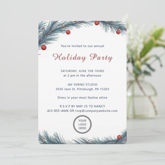 Minimalistisch Pine Bough jaarlijkse bedrijfsfeest Kaart (Staand voorkant)
