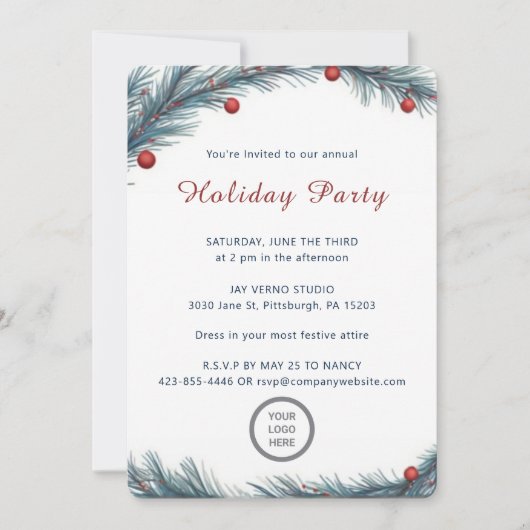 Minimalistisch Pine Bough jaarlijkse bedrijfsfeest Kaart (Voorkant)