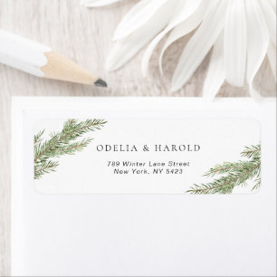 Minimalistisch Pine Tree Branch Bruiloft Retouradr Etiket