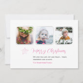 Minimalistisch Pink Star Handgetrokken 3-fotoscrip Feestdagenkaart (Voorkant)