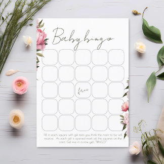 Minimalistisch pioen baby shower bingogame