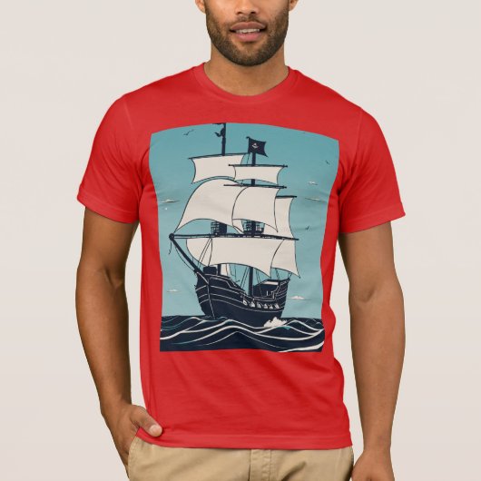 Minimalistisch Pirate Character T-Shirt Design (Voorkant)