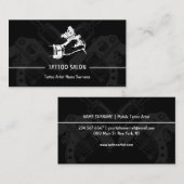 Minimalistisch pistool pen Modern Black Tattoo Art Visitekaartje (Voorkant / Achterkant)