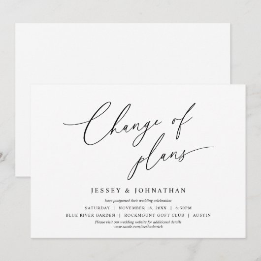 Minimalistisch, planningswijziging, uitgestelde br kaart (Voorkant / Achterkant)