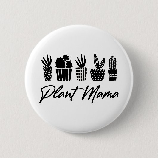 Minimalistisch Plant mama Black White Ronde Button 5,7 Cm (Voorkant)