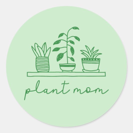 Minimalistisch Plant Moeder Schattige Plant Lover Ronde Sticker (Voorkant)