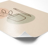 Minimalistisch Plant & Pencil Line Art Poster (Hoek)