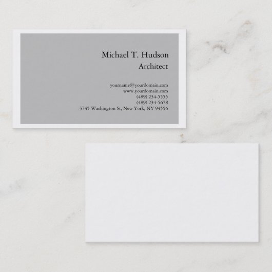 Minimalistisch platte architect Klassiek grijs wit Visitekaartje (Voorkant / Achterkant)
