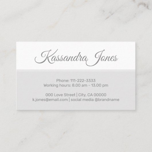 Minimalistisch platte grijze en witte logo visitekaartje (Achterkant)