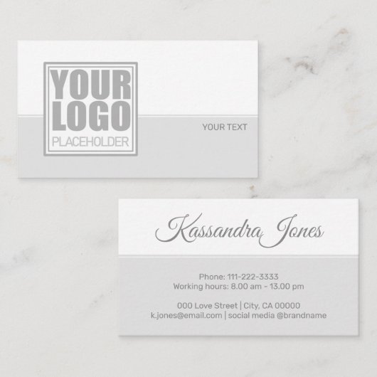 Minimalistisch platte grijze en witte logo visitekaartje (Voorkant / Achterkant)