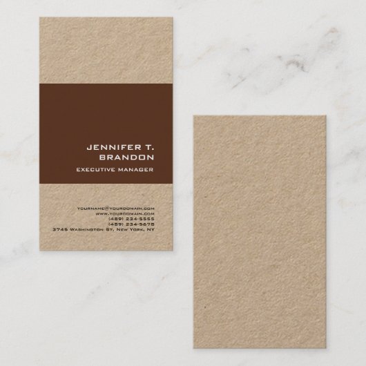 Minimalistisch platte moderne bruine kraft visitekaartje (Voorkant / Achterkant)