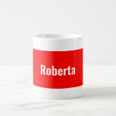Minimalistisch platte, moderne, rode Jouw naam Koffiemok (Center)