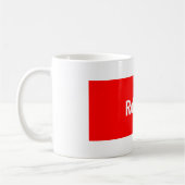 Minimalistisch platte, moderne, rode Jouw naam Koffiemok (Links)