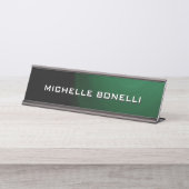 Minimalistisch platte, moderne zwarte tonijn bureau naambordje (Voorkant)