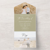 Minimalistisch platte plaat Groen 2 Foto Rsvp Wedd All In One Uitnodiging (Binnen)