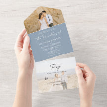Minimalistisch platte puin Blue 2 Foto Rsvp Weddin