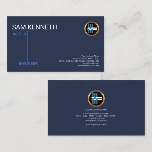Minimalistisch platte werktuigbouwkundig ingenieur visitekaartje (Voorkant / Achterkant)