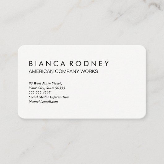 Minimalistisch platte wit en grijs visitekaartje (Voorkant)