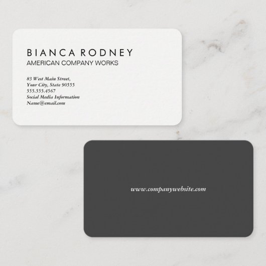 Minimalistisch platte wit en grijs visitekaartje (Voorkant / Achterkant)