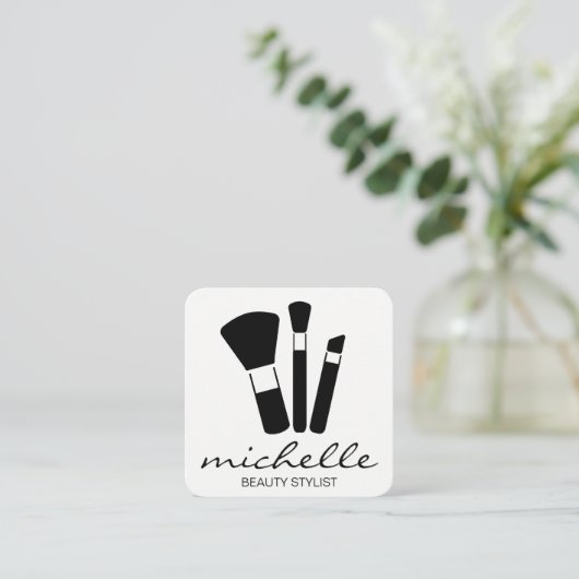 Minimalistisch platte wit | Kroatische tekst | Mak Vierkante Visitekaartje (Staand voorkant)