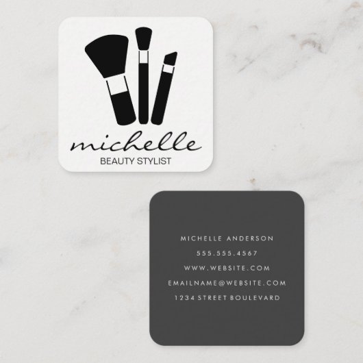 Minimalistisch platte wit | Kroatische tekst | Mak Vierkante Visitekaartje (Voorkant / Achterkant)