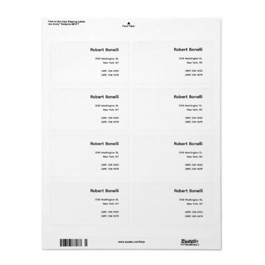 Minimalistisch platte wit modern etiket (Full Sheet)