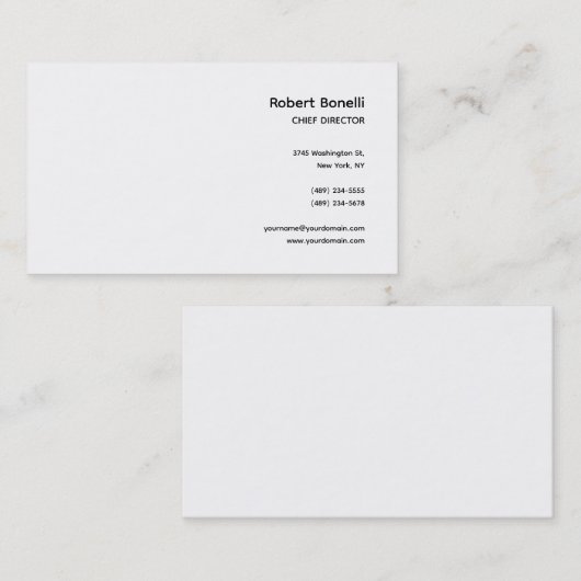 Minimalistisch platte wit modern visitekaartje (Voorkant / Achterkant)